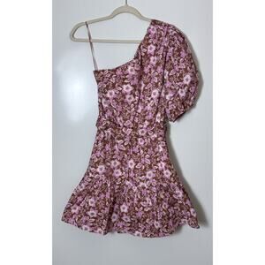 Jason Wu L Floral One Shoulder mini Belted Dress Medium